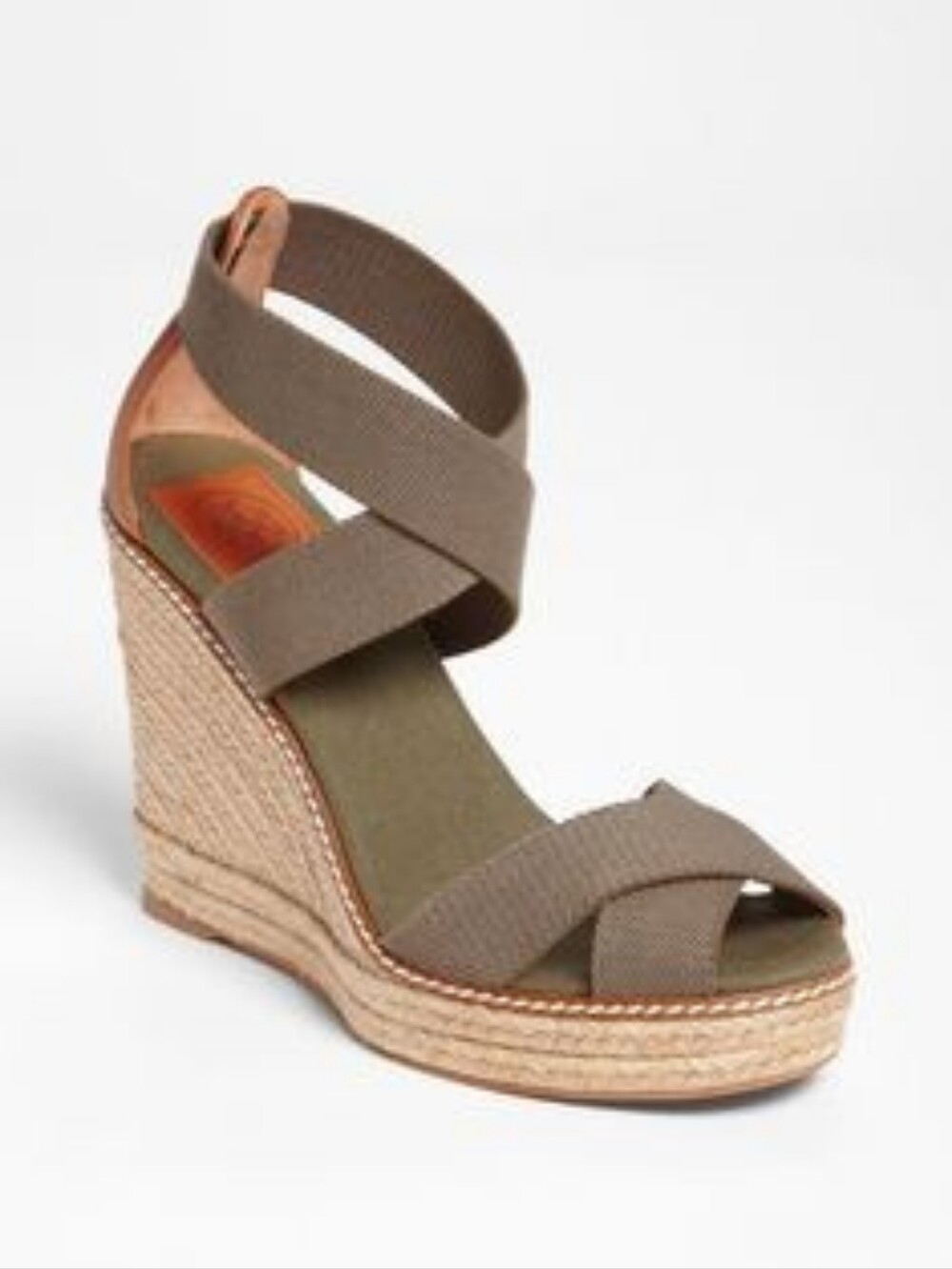 TORY BURCH Adonis Olive Wedge Espadrilles sz 8